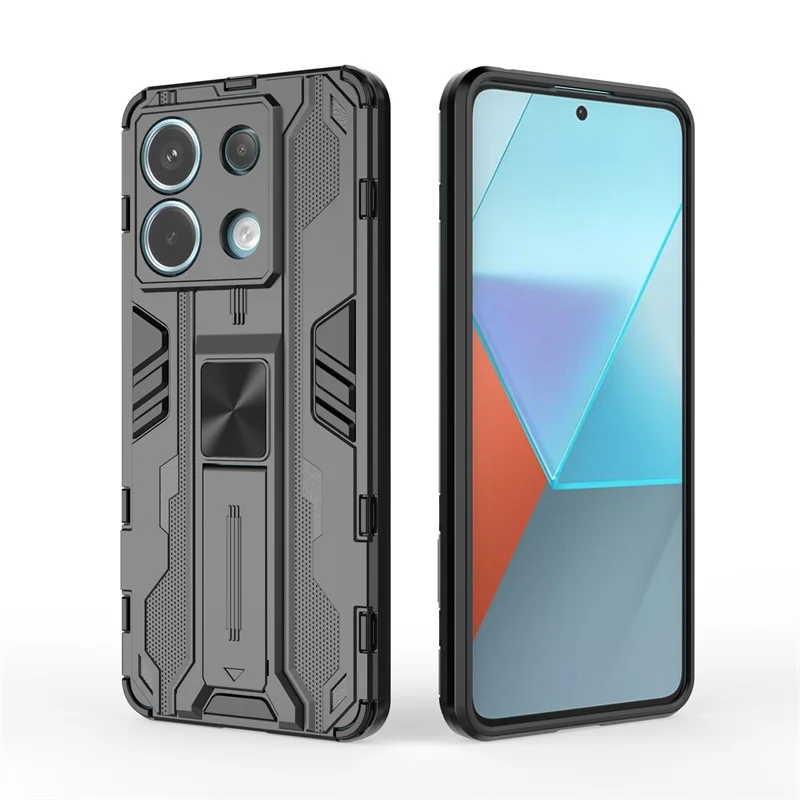 Rugged Armor Shockproof Case with Magnet Holder Stand for Xiaomi Redmi Note 13 Series