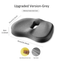 Ergonomic Memory Foam Comfort Cushion Set with Coccyx and Lumbar Support (Seat Cushion Grey)