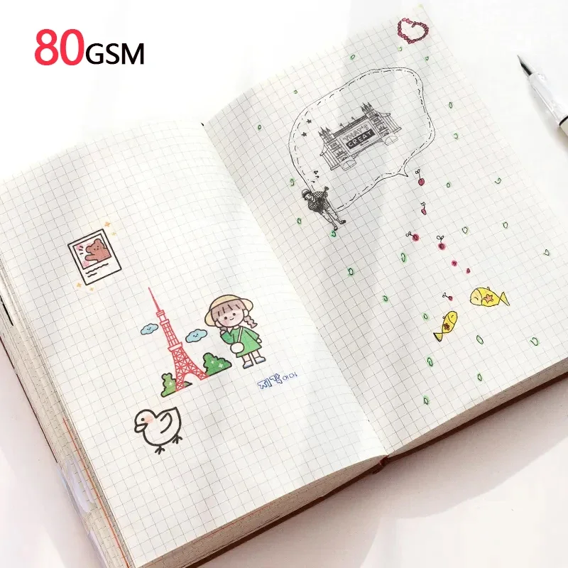 Grid Notebook A5 Travelers Journals School Office Meeting Record Checkered Paper Notepad Handbook Agenda - 4