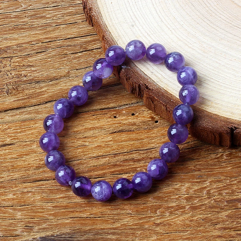 Geniune Amethyst Natural Crystal Bracelet for Women Pulsera Amethust Bracelet Made of Real Natural Stone Beads Body-Purifying