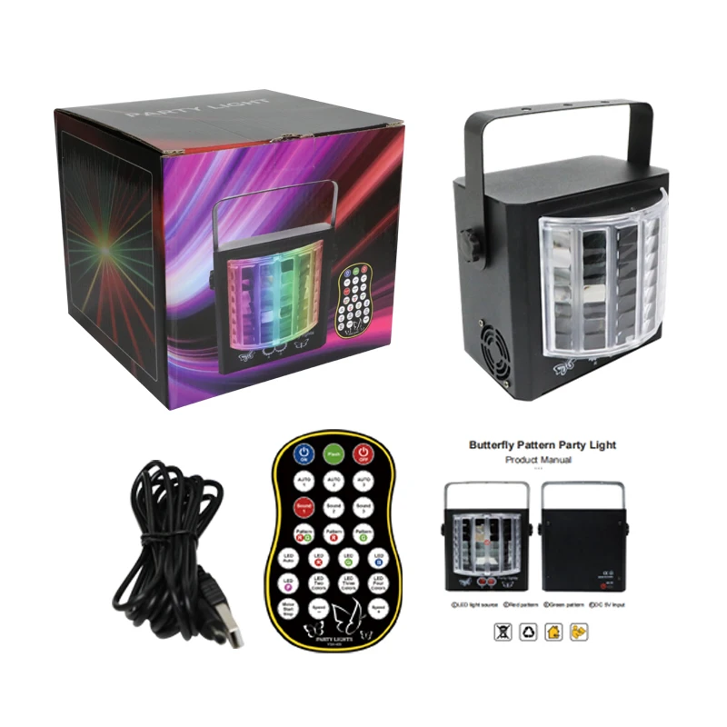 LED Butterfly Stage Lights Remote Control Dj RGB Led Four in one laser strobe light colorful ktv flash room bar nightclub lights led light,led stage light,mini led stage light