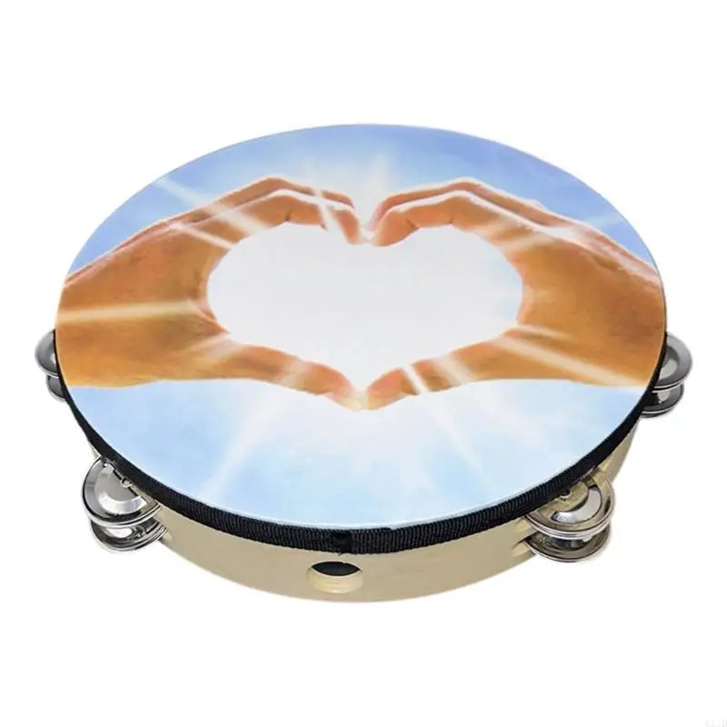 전문 탬버린 매끄러운 표면 공연 핸드 드럼 나무 질감