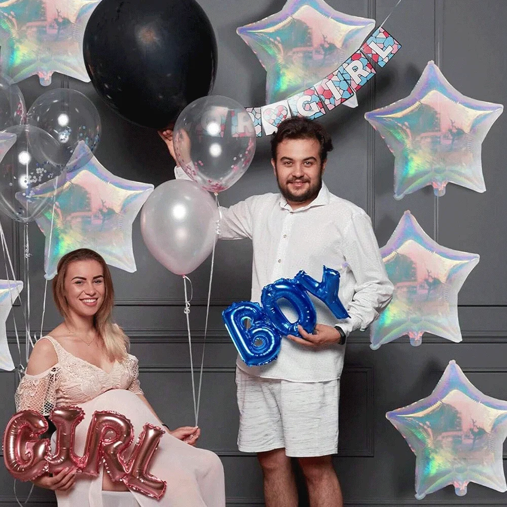 3/6 Stücke 19 Zoll Laser Transparente Folie Stern Herz Runde Luftballons Schillernde Globos für Geburtstagsfeier Hochzeit Weihnachtsdekoration – Detail 15