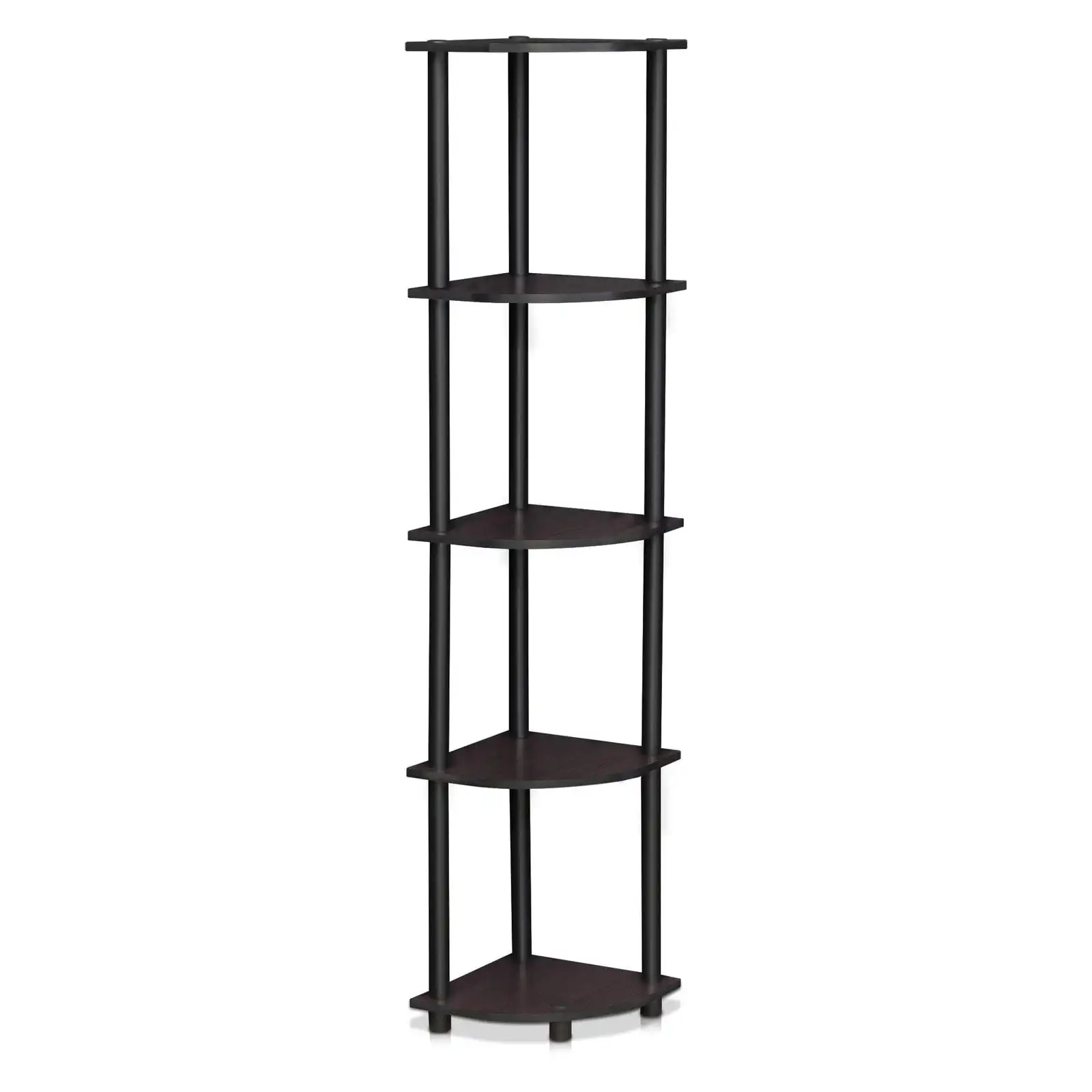 

Furinno Turn-N-Tube Wood 5 Tier Corner Display Rack in Dark Walnut