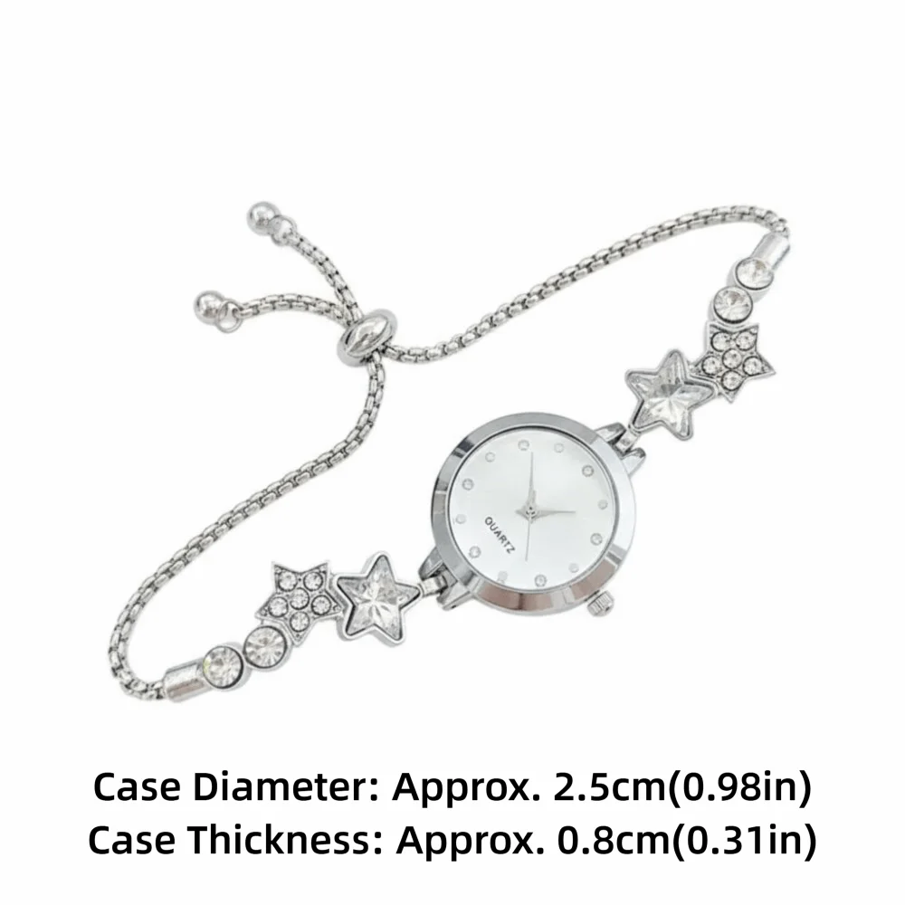 Elegant Rhinestone Star Chain Quartz Bracelet Watch