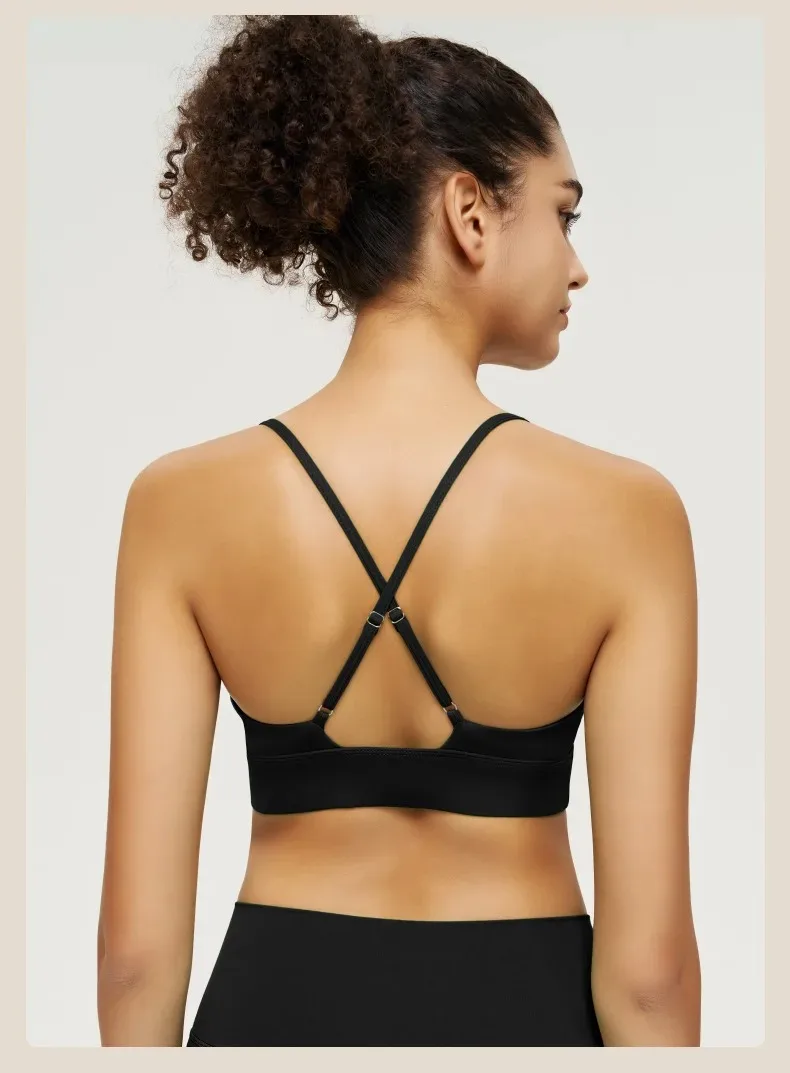 YOGA Bra for Women Naked Feeling Strappy Padded Sports Bras Fitness Workout Top Criss Cross Back Yoga Sports Bras No Steel Ring 6