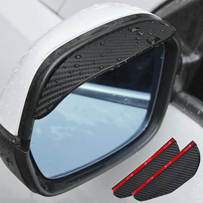 2/4pcs Car Rearview Mirror Rain Eyebrow Carbon Fiber Sun Visor Shade