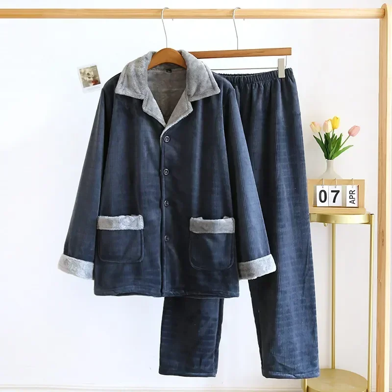 

2 Thick Piece Couple Winter Warm Set Loungewear Home Homewear Suit Plaid Clothes Men Velvet Women New For 2023 Pajamas Sleepwear