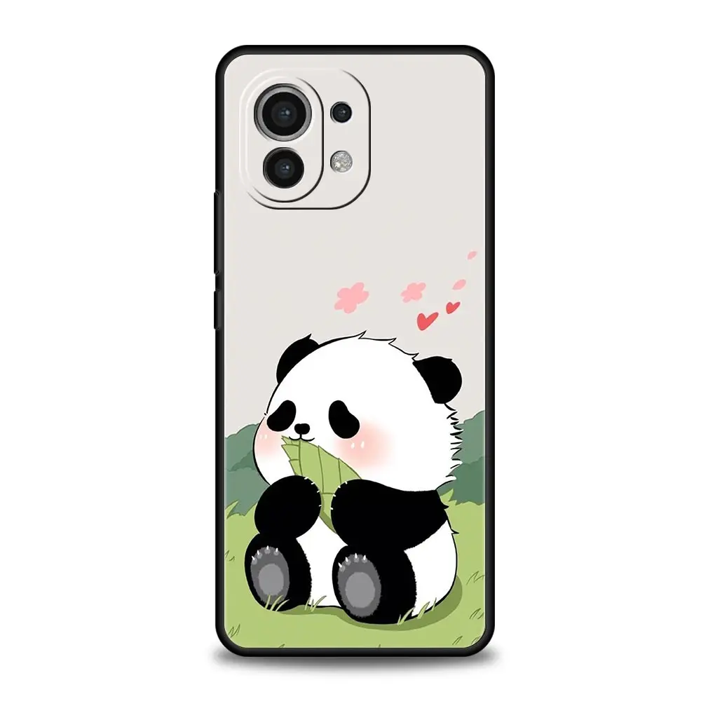 Cute Panda Climbing Bamboo Soft Black Phone Case