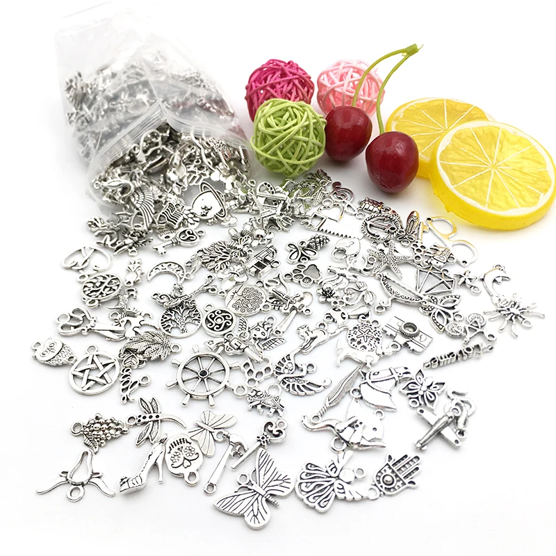 300pcs/Lot Zinc Alloy Tibetan Silver Mix Charms Animal Pendant for DIYNecklace Bracelet Vintage Jewelry Making Craft Accessories