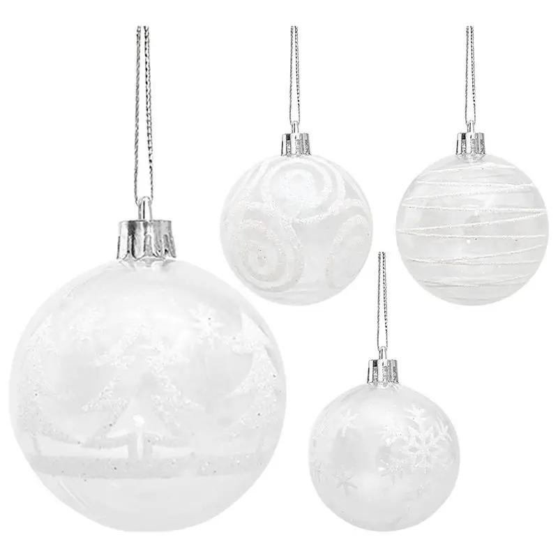 

Christmas Clear Balls Ornament Transparent Baubles with Snowflake/Spiral Stripe 6Pcs Creative Art and Craft Decor Supplies