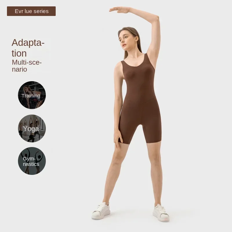 The New Evrlue-Double Six High Elasticity, Naked and Tight Fit, Hip Lifting, Yoga Panties, a Padded Jumpsuit