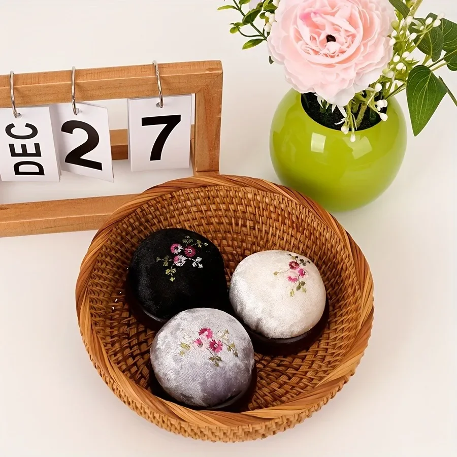 DIY 중국 스타일 수제 바늘 삽입 패드 플러시 천 커피 색상 베이스 패브릭 블랙 그레이 바느질 가방 (바느질용)