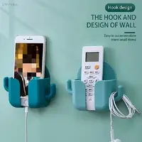 2PCS Wall Mount Phone Holder Self-Adhesive Wall Organizer Storage Box Plastic Charging Phone Stand Brackets Holder for Bedroom 2
