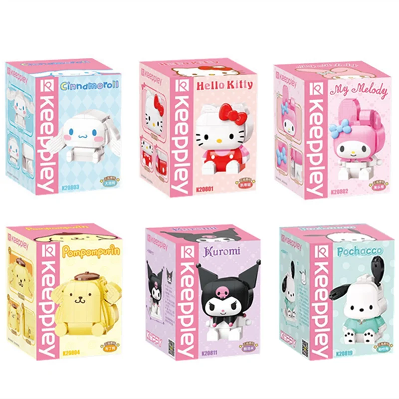 

Keepley Sanrio Kuromi blok bangunan My Melody Model perakitan Cinnamoroll mainan dekorasi anak hadiah ulang tahun