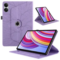 Embossed Tree 360° Rotating Stand Tablet Case Cover, 11-Inch for Redmi Pad 2 11 inch (Purple)
