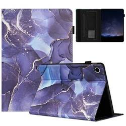Galactic Marble Pattern PU Leather Tablet Case with Pencil Holder, 11 - Inch - Tab A11 Plus 11 - inch (Gray)
