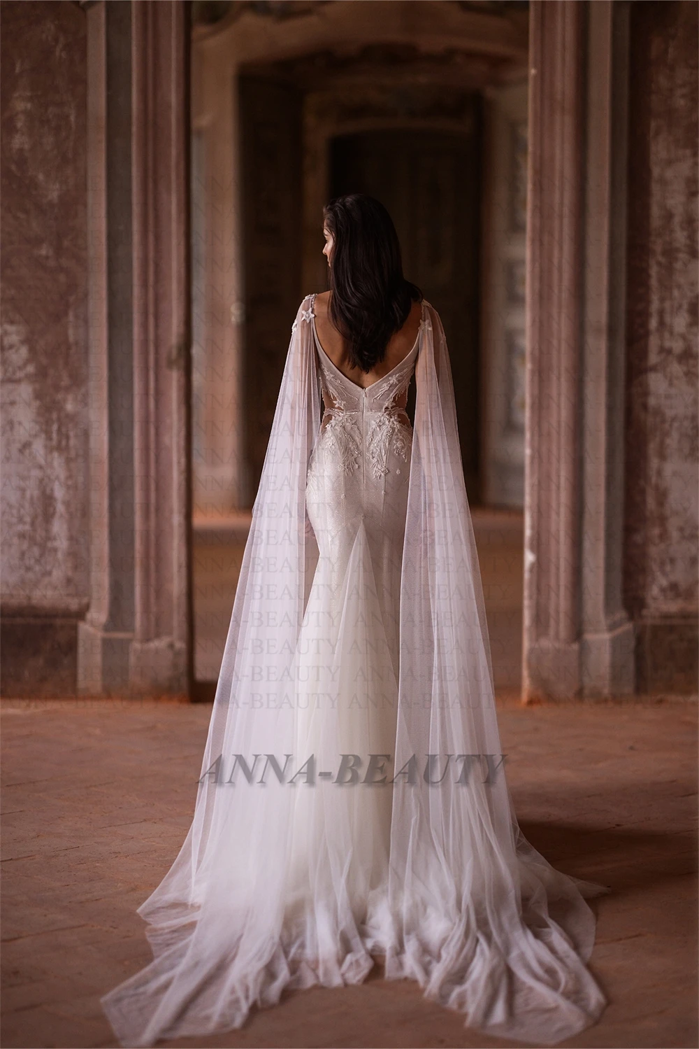 green emerald velvet dress Zapaka Women Ivory Satin Engagement Dress with Slit Round Neck 3/4 Sleeves Bridal Dress with Lace, Ivory / US12