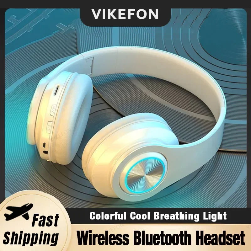 Head-Mounted Gaming Headphones Blutooth Surround Sound Stereo Wireless Earphone with Micro Phone Colourful PC Laptop Headset