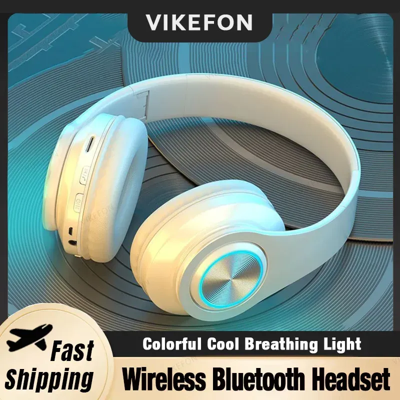 Head-Mounted Gaming Headphones Blutooth Surround Sound Stereo Wireless Earphone with Micro Phone Colourful PC Laptop Headset