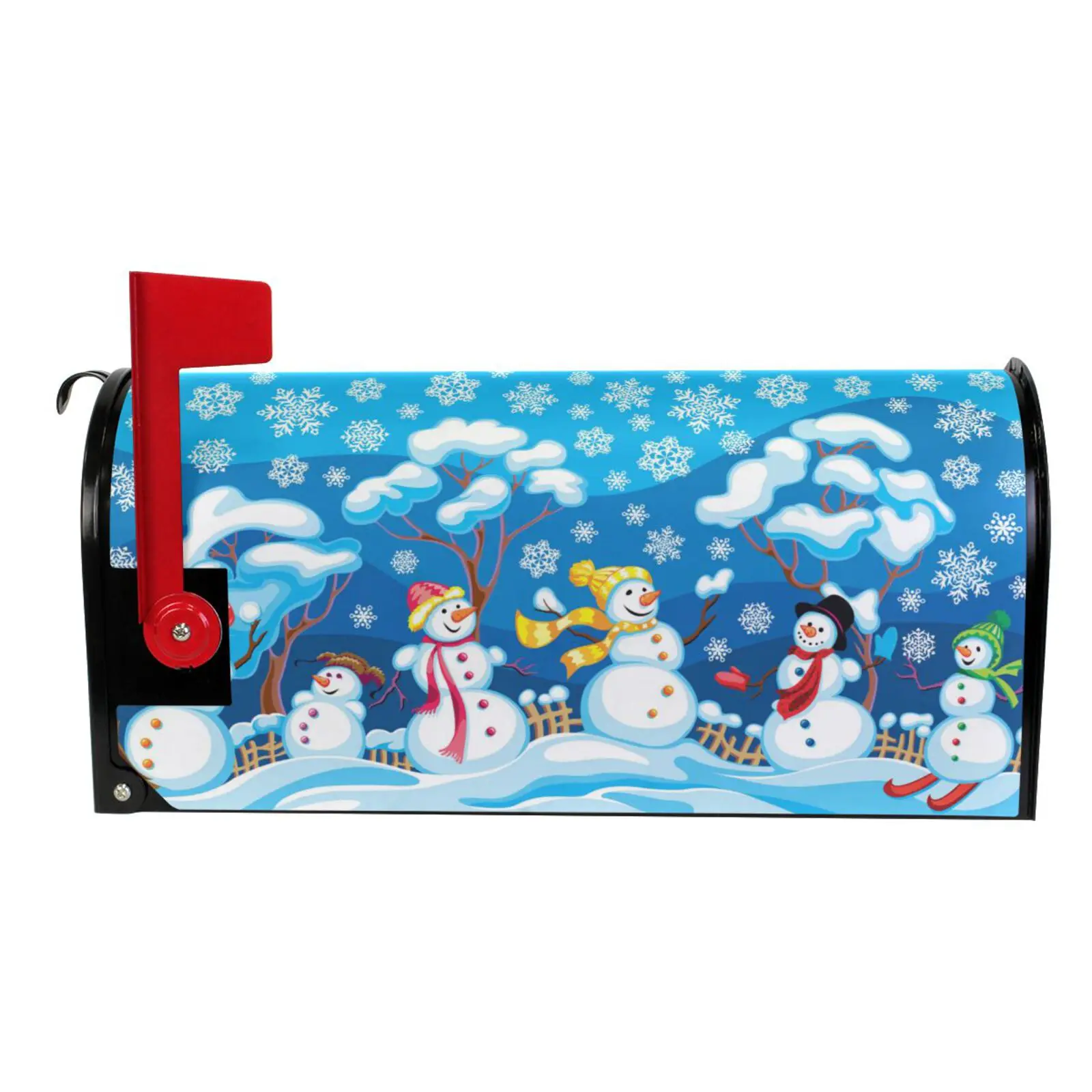 Winter Snowmen PVC Magnetic Mailbox Cover Wrap Standard Size Welcome Home Garden Outdoor Decoration Post Letter Box Cover