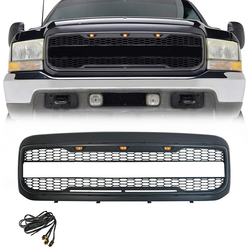 

1999 2000 2001 2002 2003 2004 truck accessories raptor front car grille with amber LED light for FORD F250/F350/F450