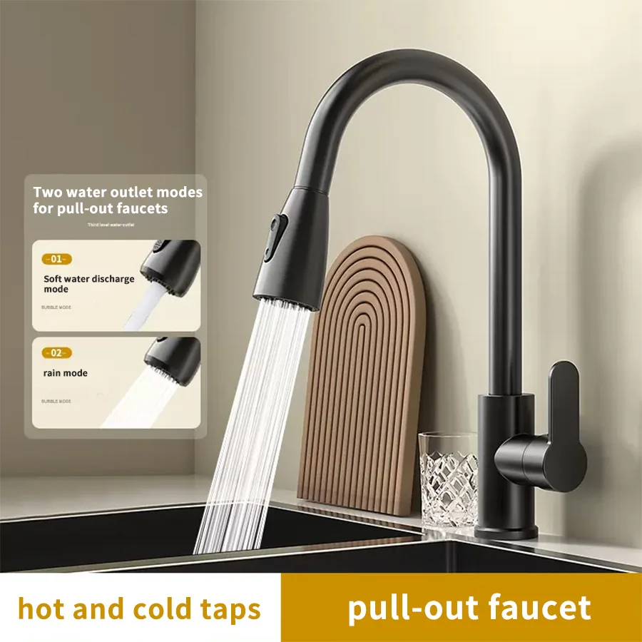 Kitchen Faucet with Pull-Out Sprayer, Brushed Nickel Kitchen Faucet with Sprayer 2-Mode, 360° Swivel Kitchen Sink Faucet