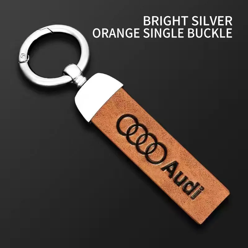 Premium Leather Keychain with Car Logo Keyring Accessory