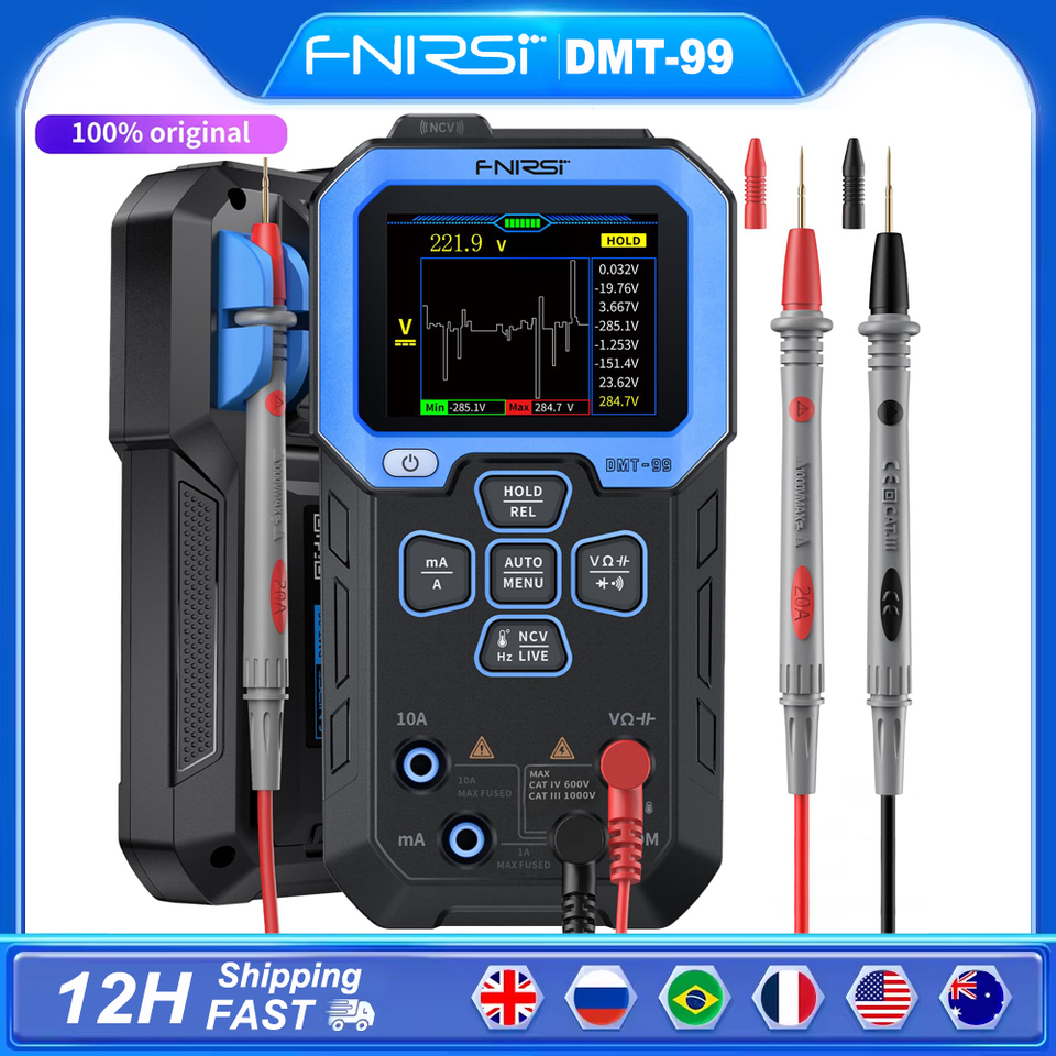 FNIRSI DMT-99 Digital Multimeter 9999 Counts Smart Professional Tester 1000V 10A True RMS Auto Range AC DC Ohm Hz Capacitance