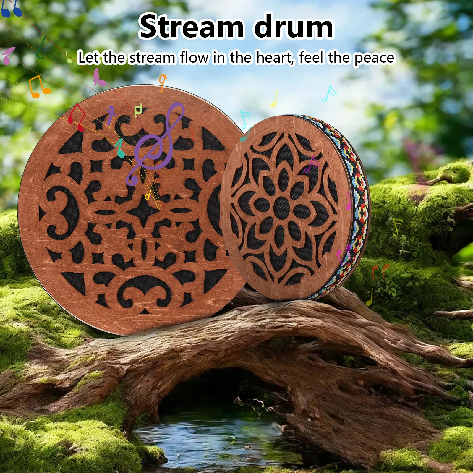 

8-inch/12-inch Ocean Drum Ethnic Percussion Instrument Onomatopoeic Sound Therapy Relaxing