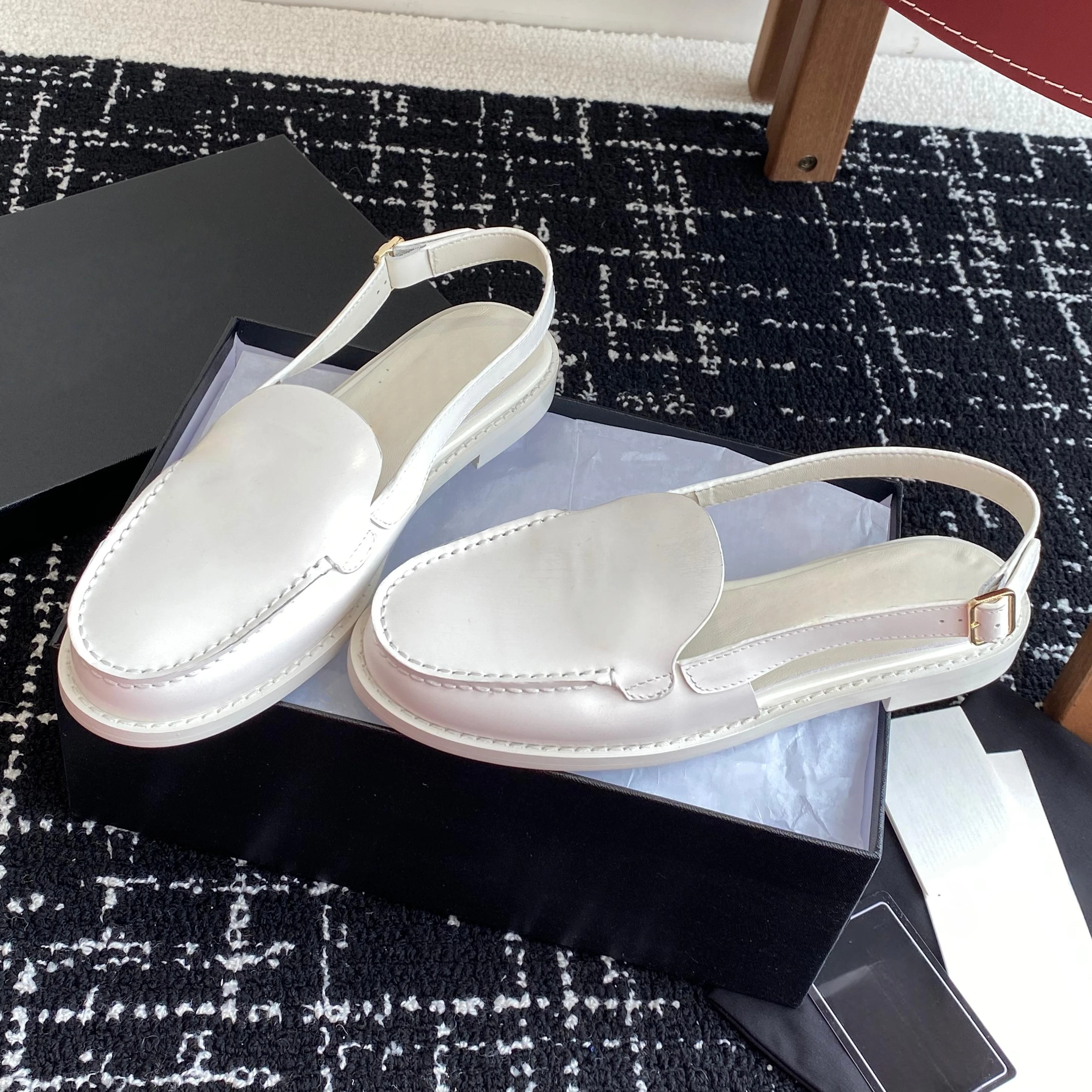 Genuine Leather Round-toes Mary Janes Slingback Gladiator Sandals Mules Loafers Female Slip-Ons Handmade Shoes Zapatos De Mujer