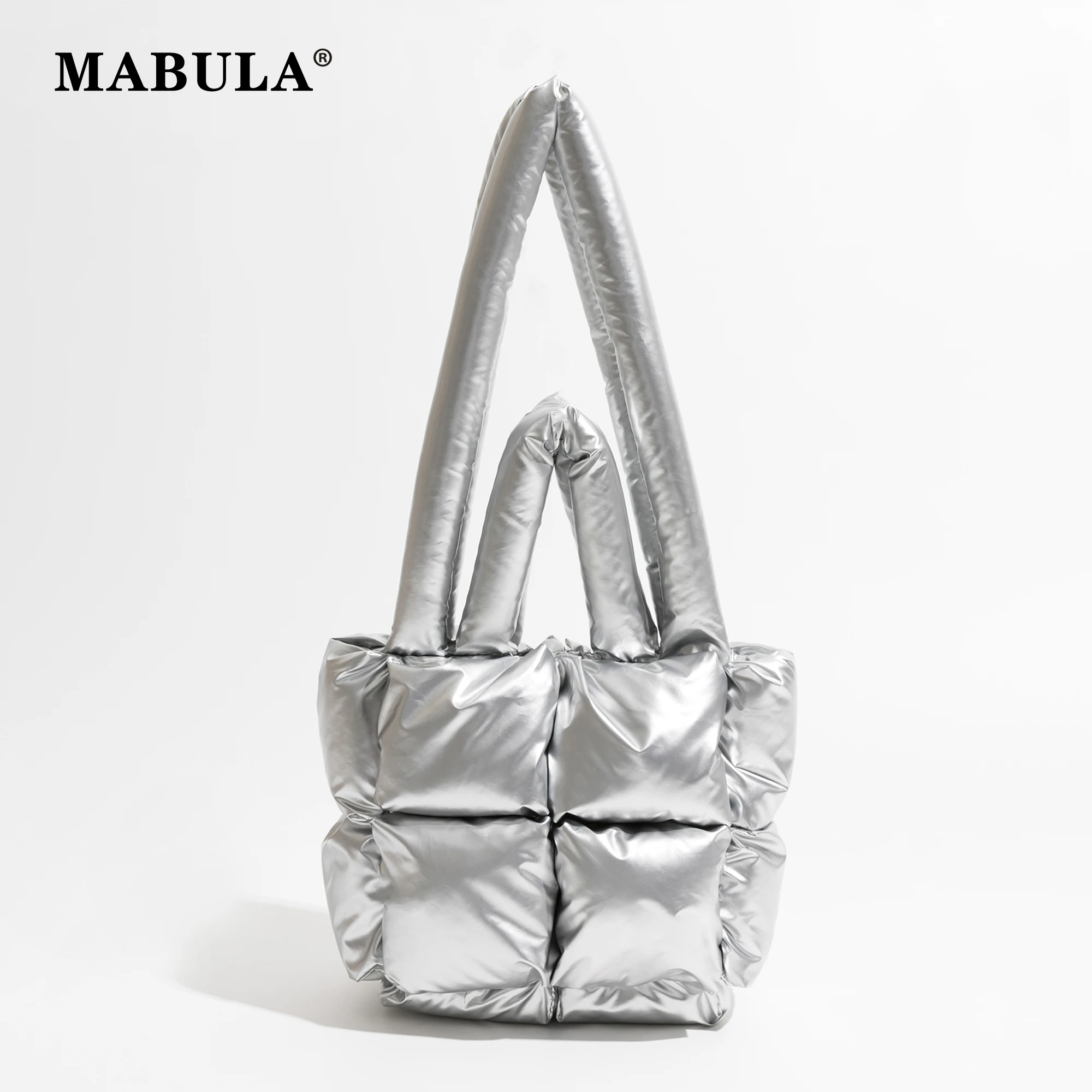 MABULA Winter Cotton Padded Puffer Handbag for Women  Down Quilted Crossbody Purse Brand Small Size Satchel Tote