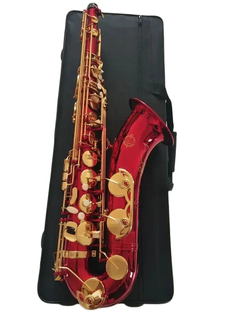 

New Tenor saxophone Best quality B Flat Tenor sax musical instrument Red with professional-grade With mouthpiece