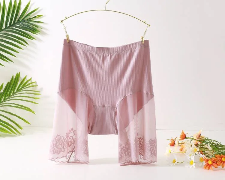 Women High Waist Safety Short Pants Summer Modal Plus Size Soft Underskirt Shorts Anti Rub Thigh Boyshorts Sexy Lace Boxer 1pcs