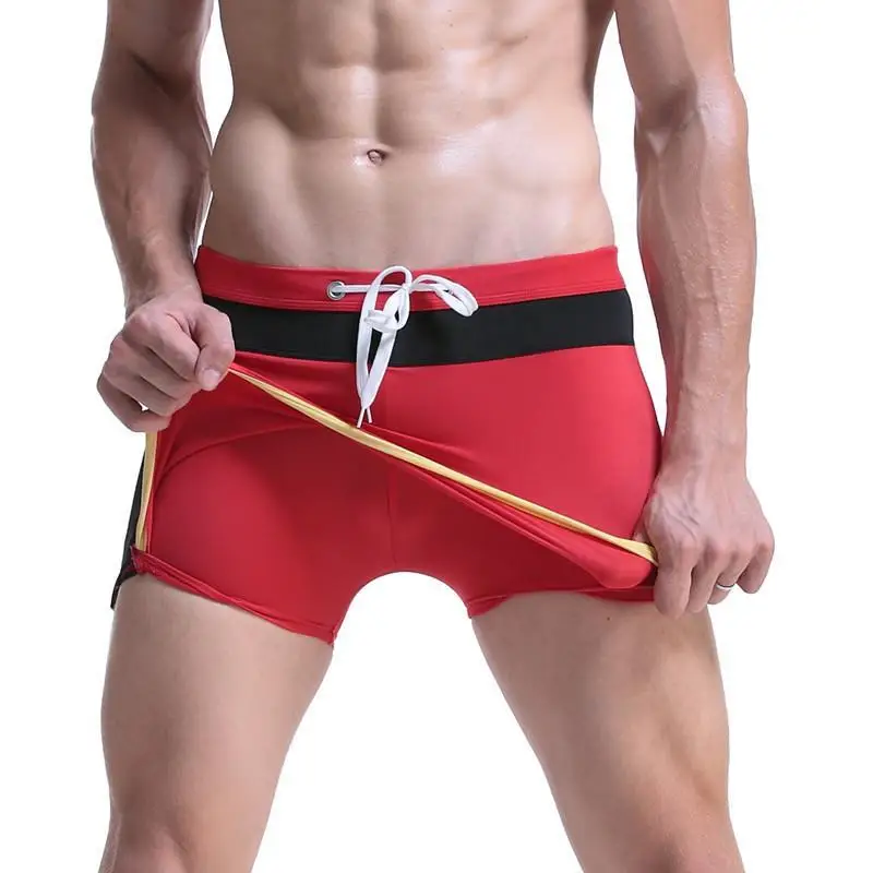 Men's Swimming Trunks Lace-up Male Boxer Casual Arrow Pants Sexy Underwear Men Flesh Ligtht Satin Slip Men Sexy Mens Lingerie