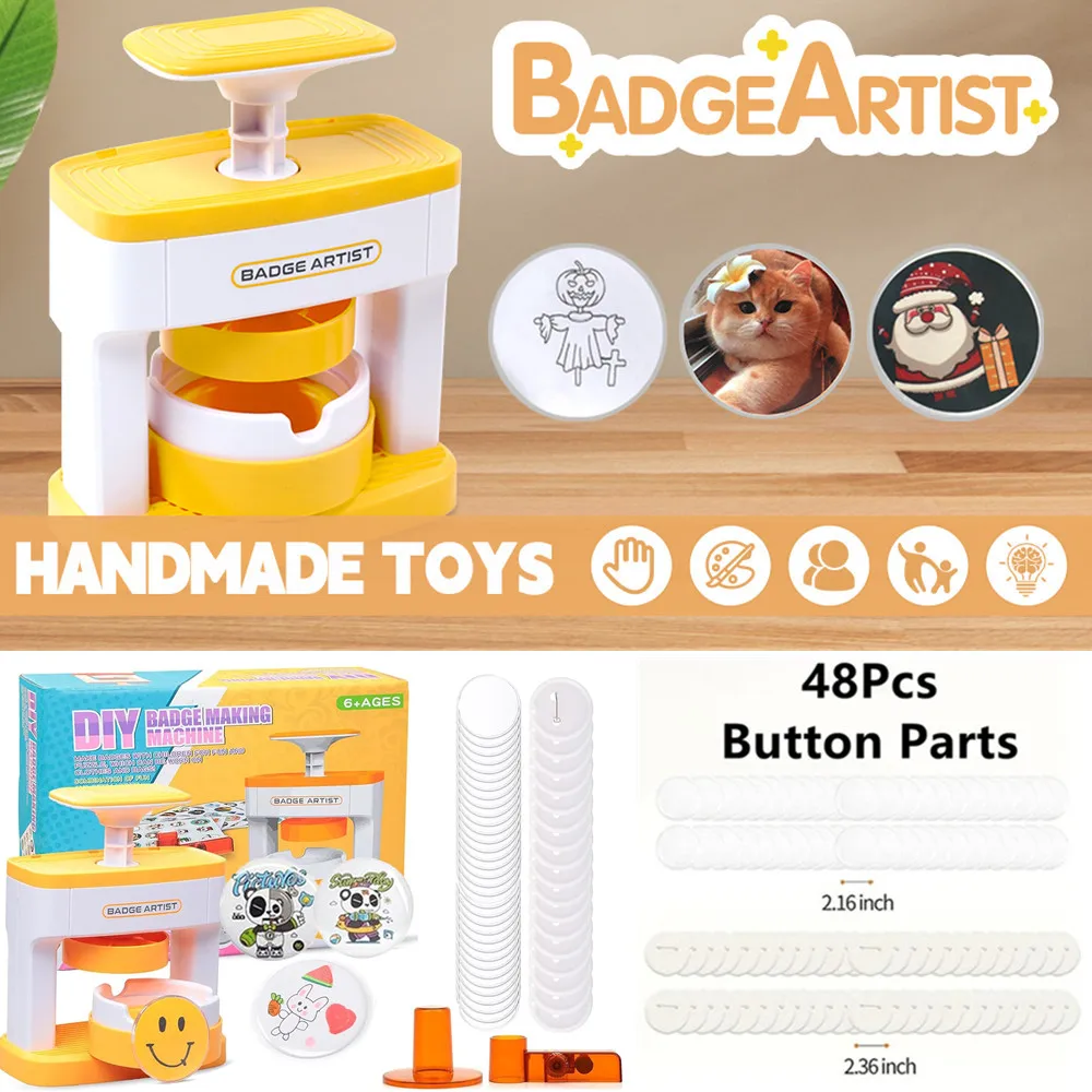 Button Maker Machine DIY Button Maker Machine 55mm Button Maker Press Machine with Cutter and 48Pcs Supplies for Kids Gift