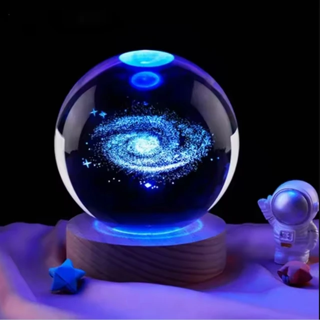 LED Night Light Galaxy Crystal Ball Table Lamp 3D Planet
