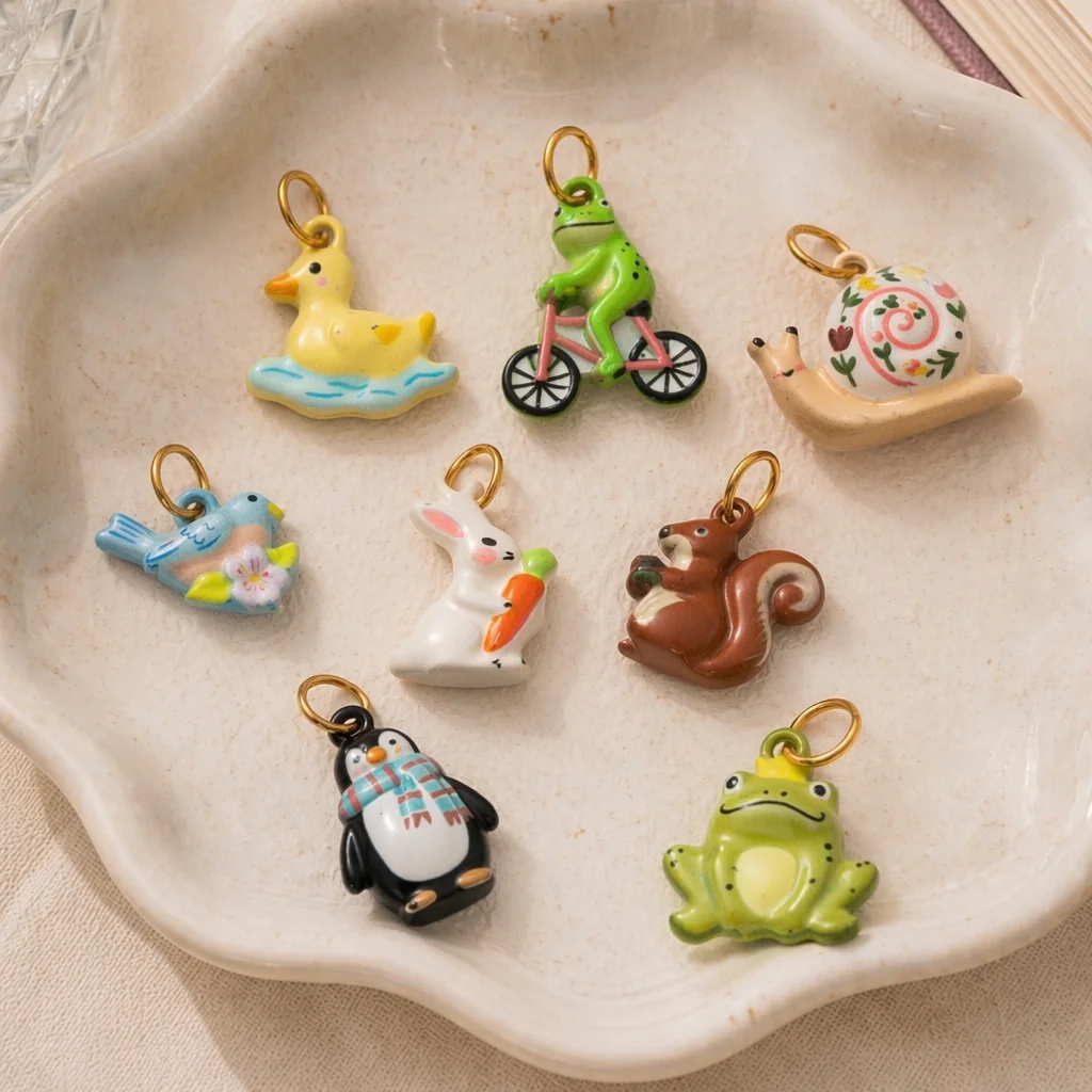 Einfache, beliebte, niedliche, romantische Kätzchen-Liebes-Pinguin-Anhänger aus Edelstahl zum Selbermachen für Schmuck.