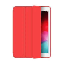 Premium 3 - Fold Leather Tablet Sleeve with Liquid Silicone Soft Stand - Shockproof Cover for iPad 11th 2025 A16 (Red)