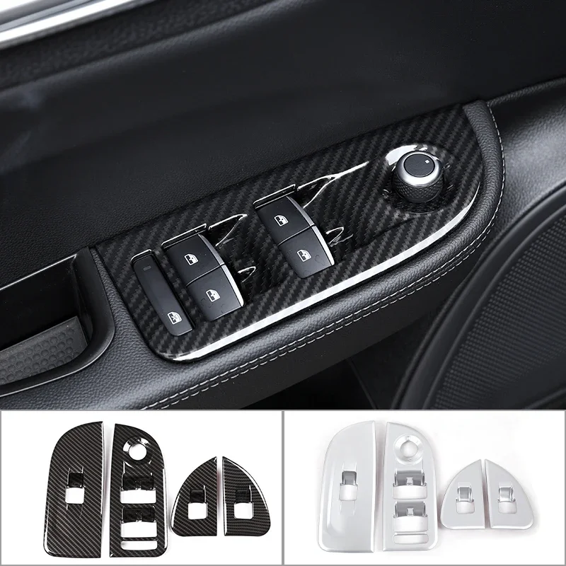 

For Alfa Romeo Giulia 2017 2018 - 2020 LHD Carbon Fiber Style Car Glass Lift Switch Panel Decorative Frame Auto Accessories