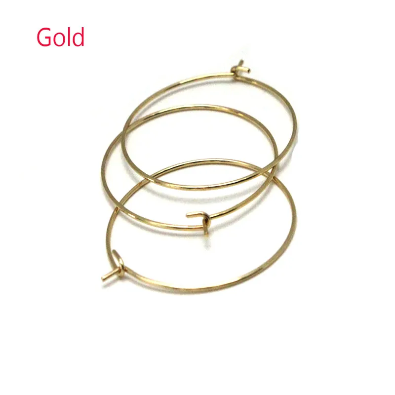 20Pcs 20 25 30 Mm Rvs Gold Oorringen Bevindingen Grote Cirkel Oor Draad Oorbellen Hoops Voor Diy sieraden Maken Levert