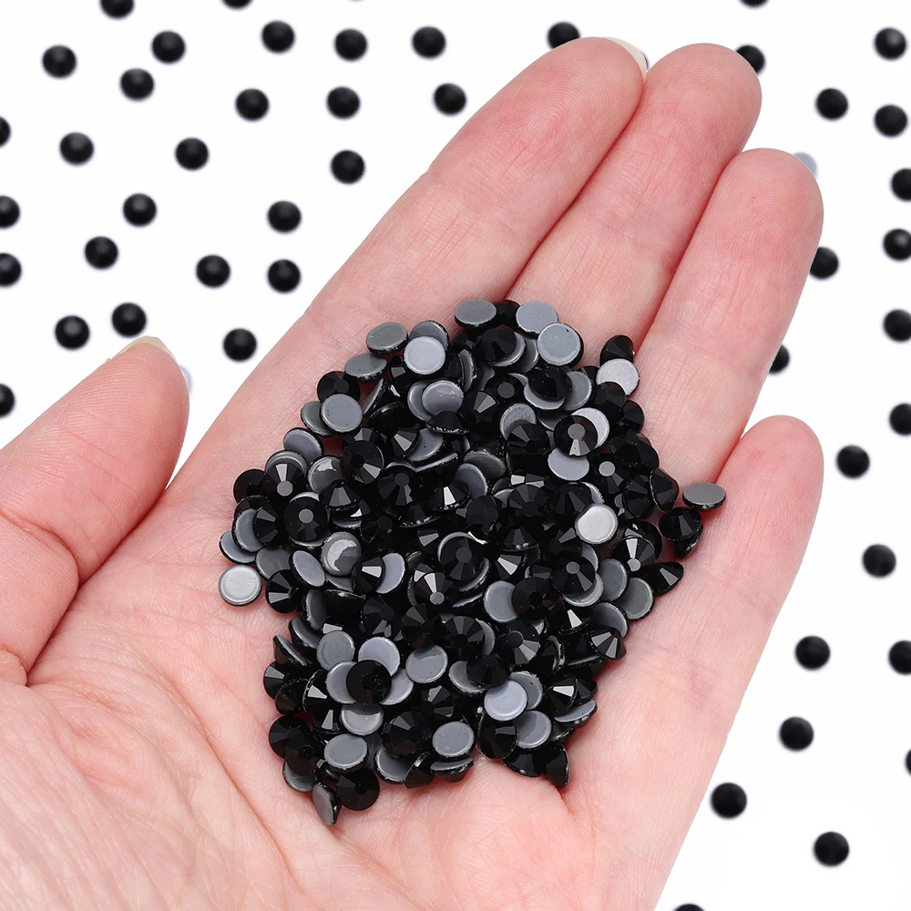 QIIY SS3-SS50 Crystal AB Black Glass Rhinestones Hot-fix Flatback Iron On Stones for Wedding Dress Fabric Clothes Decoration