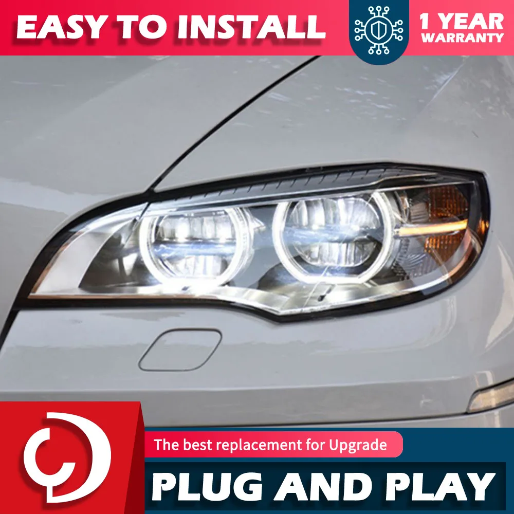 2PCSHeadLampforBMWE70LEDHeadlight20072014HeadlightsX5DRL