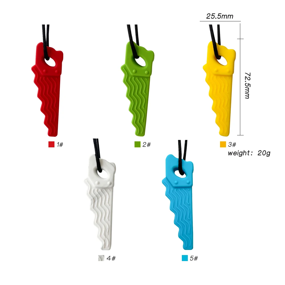 1pc Silicone Baby Teether Kids Chew Necklace Sensory Chewy Pendant Oral Motor Toys Therapy Tools for Autism ADHD chidren's goods 5