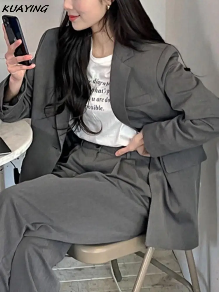 Saashi Women's Long Sleeve Korean Fashion Casual Loose Office Spring Autumn Blazer.