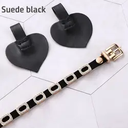 PU Leather Anti - Skid Shoe Straps - Solid Color Heel Holder and Decorative Accessory (Suede black)