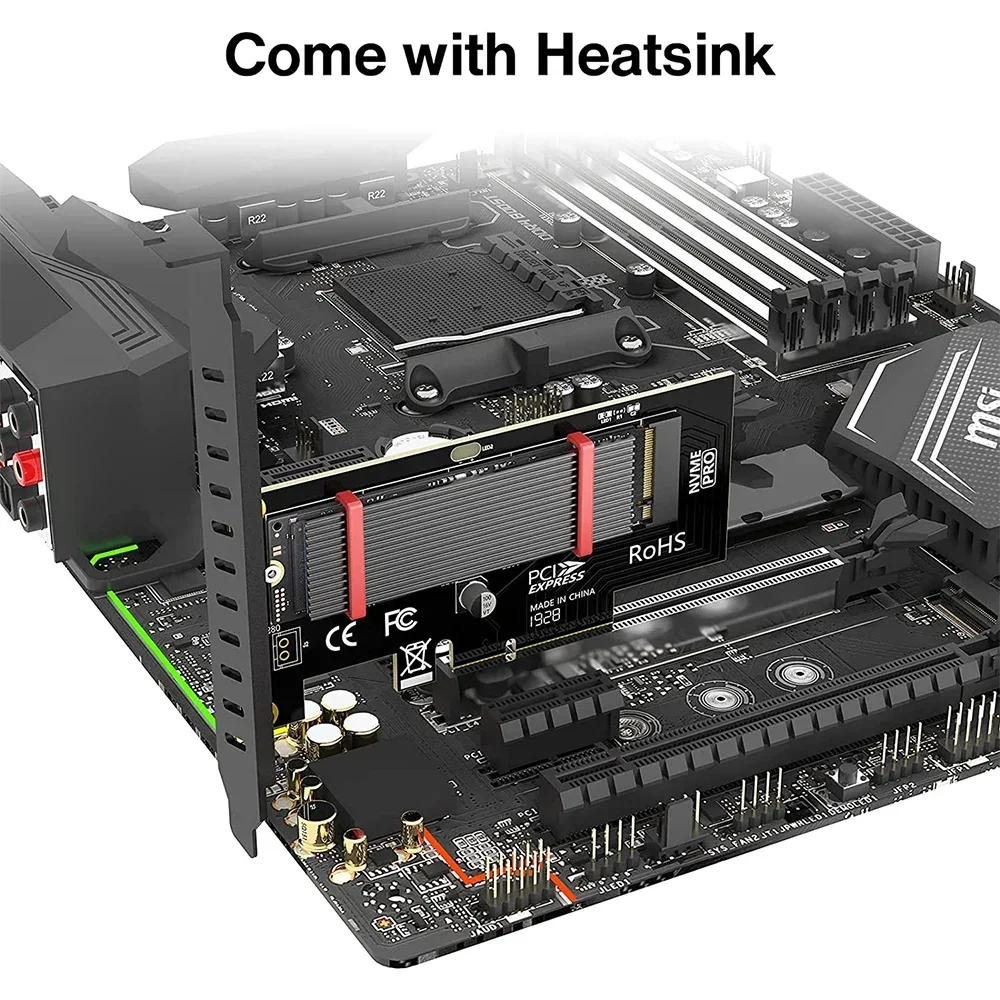 SSD Adapter Card M.2 to PCIe Adapter PCIe Adapter Card PCIe Expansion Card M.2 Expansion Card JEYI PCIe to NVMe Adapter With Aluminum SSD Heatsink Cooler, 64Gbps M.2 ssd Gen4 PCIe 4.0 X4 X8 X16 Expansion Card for Desktop