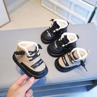 Winter Baby Shoes Infant Girls Boys PU Leather Cotton Boots Warm Thicken Plush Kids Shoes Soft Sole Non-Slip Walking Snow Boots 1