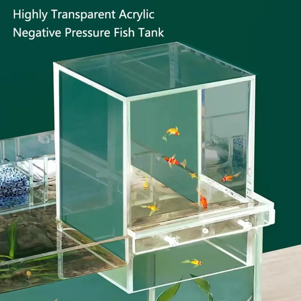 Landscaping Negative Pressure Fish Tank Unique Easy to Install Acrylic Suspended Fish Tank Eye-catching