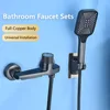 Universal Rainfall Thermostat Bathroom Shower Faucet Set With Handheld  Showerhead Wall Mounted Brass Bath Hot & Cold Mixer Tap 1